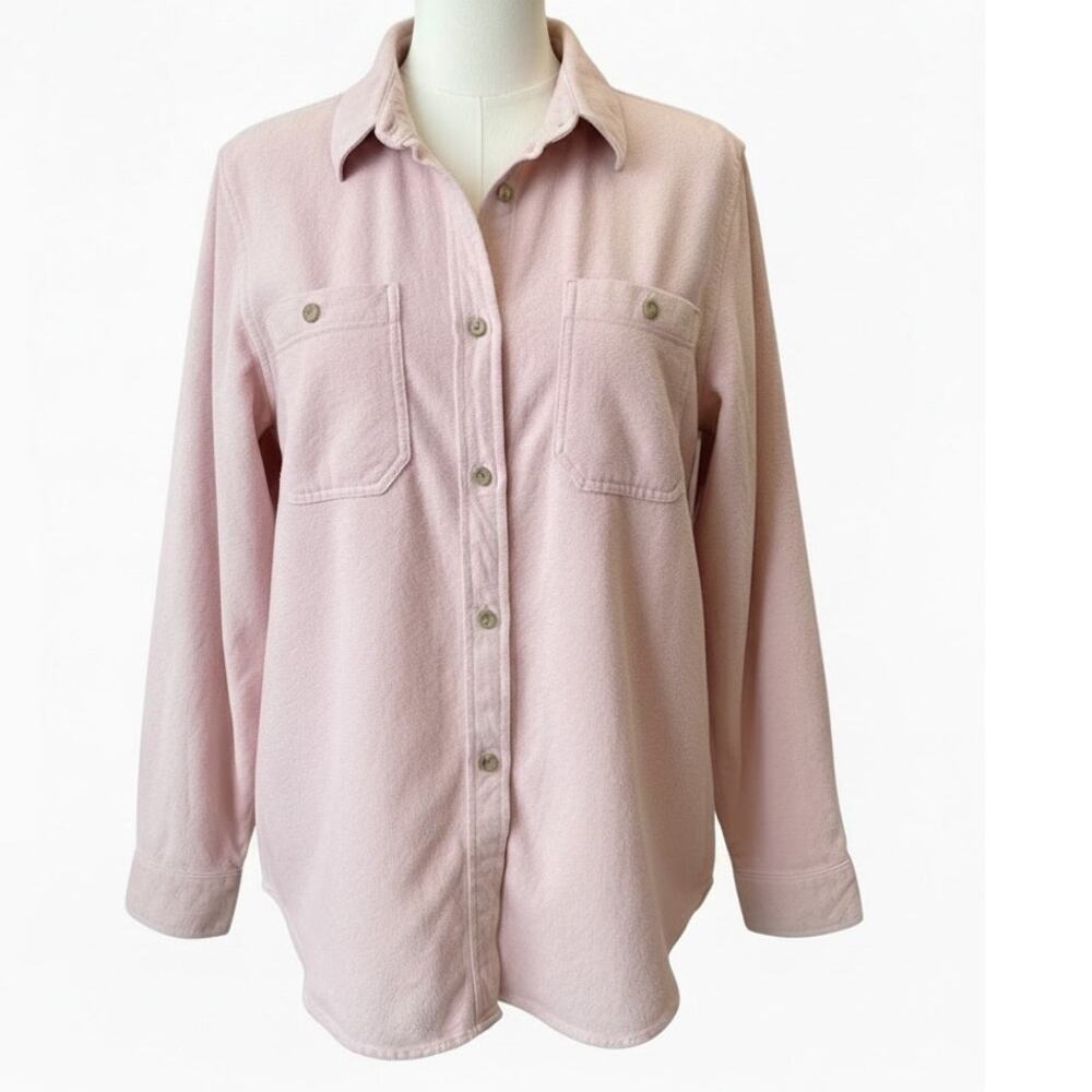 L.L. Bean Women's Comfort Corduroy Relaxed Shirt L Large Adobe Rose Pink Shacket
